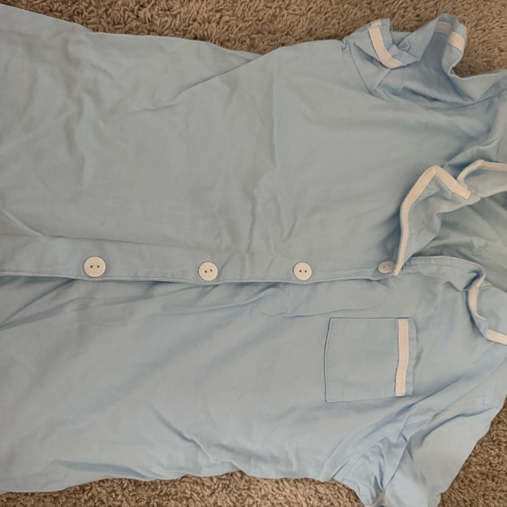 Light Blue Button-Up Shirt with White Trim